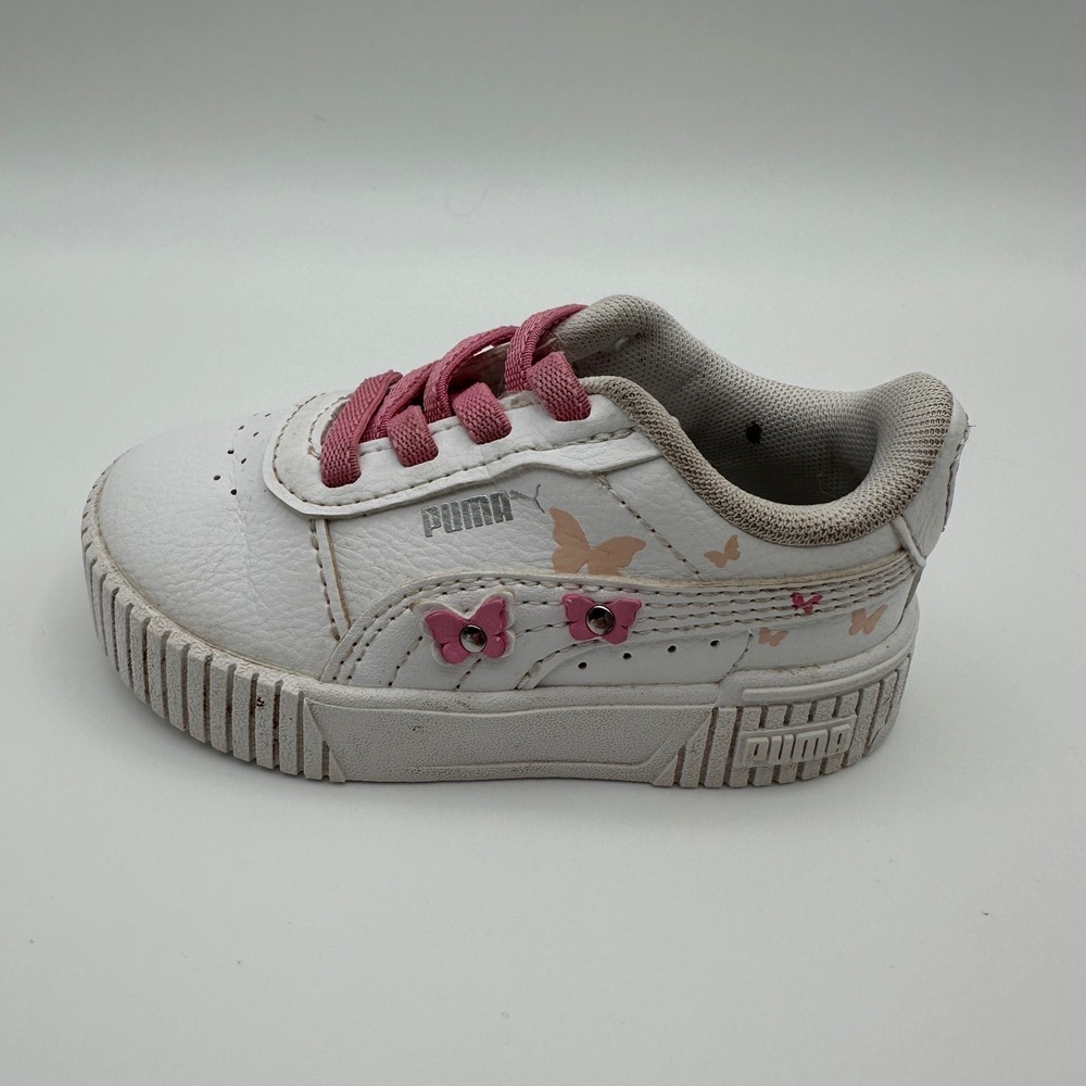 Puma Carina 2.0 Butterfly Sneakers Toddler Size 5C White Pink Platform Shoes - Picture 2 of 11